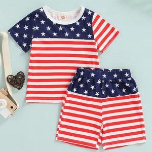 NEW Boy's Patriotic Stars and Stripes Outfit